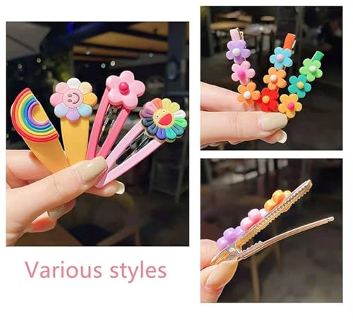 Image of Wazdorf 14 Pieces Girls Hair Pins with Clear Bag, Baby Clips Cute Cute Fruit Cartoon Animal Pin for Kids, Women, Girls Hair Accessories (pink)
