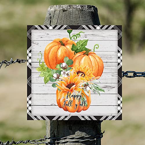 Plaque decorative automne Happy Fall Y'all pour masquer porte abimee - 5