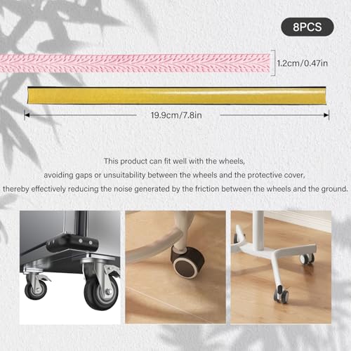 EKIND Luggage Suitcase Wheel Protectors Silent Anti Vibration Wear Resistant Cuttable Size Silicone Covers for Spinner Trolley Travel Case Office Chair (8PCS, Pink)2