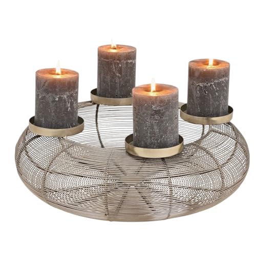 MACOSA GW10031543_Silber Adventskranz Silber Metall 38 cm modern...