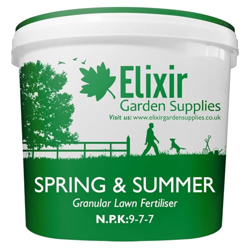 Elixir Gardens Spring & Summer Lawn Fertiliser/Feed Supplied In A Resealable Airtight Tub (10kg 9-7-7)
