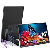 BKVOO Portable Monitor 16" 1200P FHD Laptop Screen Extender, Horizontal Vertical Monitors with Ex...