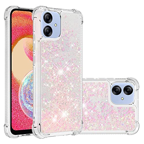 Transparent Liquid Case für Galaxy A04E Silver, Gel Silicone Phone Case Glitter Floating Liquid Cover Slim Bumper Case Sparkly Back Case Resistant Hard Compatible with Samsung Galaxy A04E/M04/F04