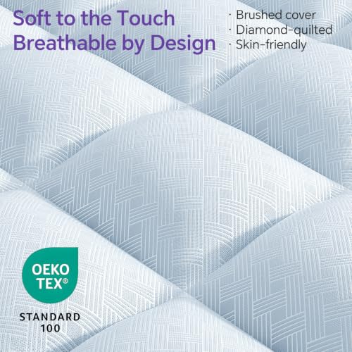 Image of ChiXpace Full Mattress Topper, Viscose Derived from Bamboo, Soft Pillow Top | Cushioned Support, Breathable Mesh Sides, Memory Foam Blend Fill, Softens Firm Beds, Refreshes Old Beds, Guest Rooms, Rentals