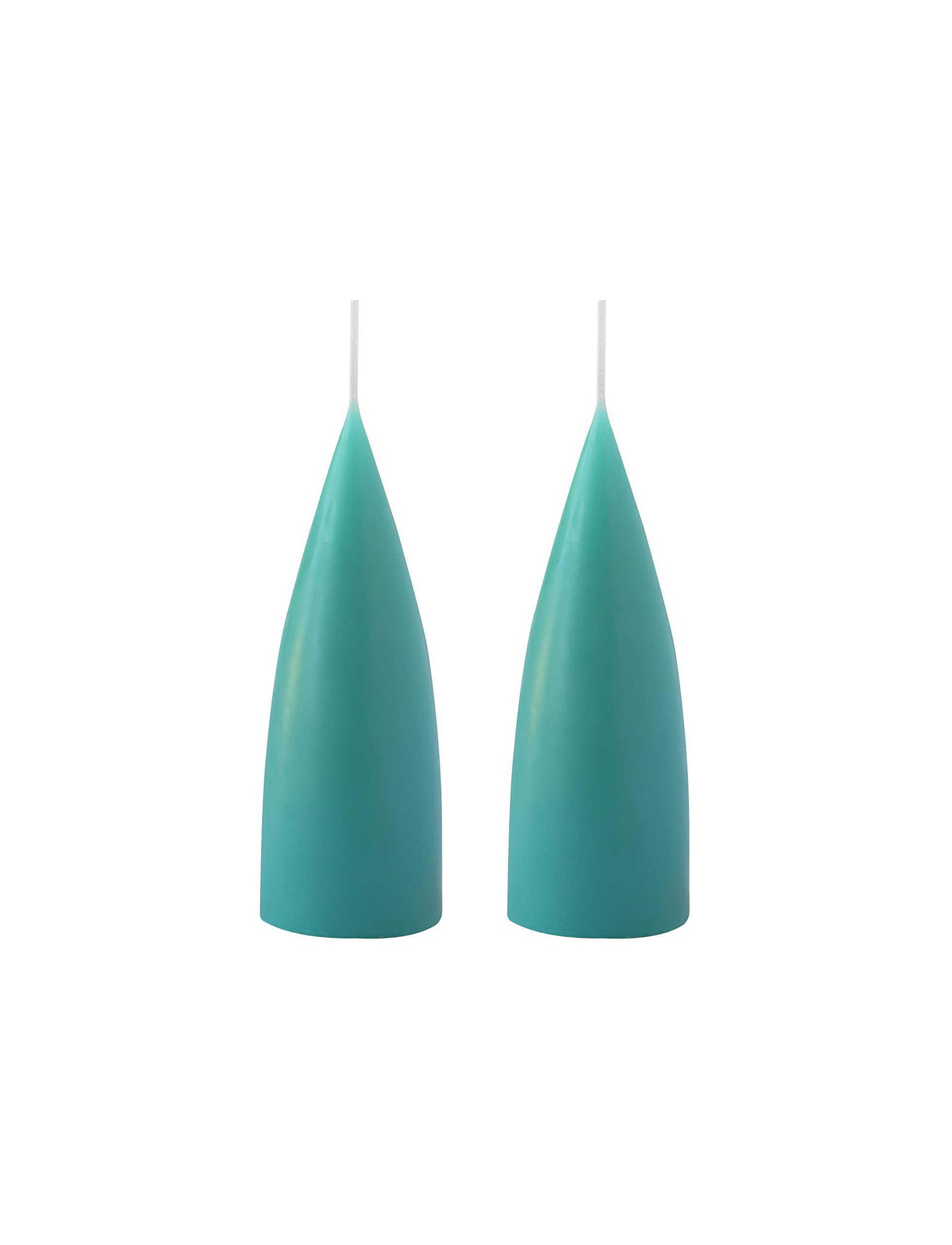 Kunstindustrien Women's Turquoise Kunstindustrien® Cone Shaped Candles, 2Pcs. 6.5 X 16Cm (Turquoise), Unscented, Dripless & Smokeless, Long Burning, 15 Hours