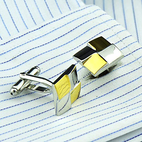 Mancuernillas KnBoB para hombre cuadradas plata y oro miniatura 2