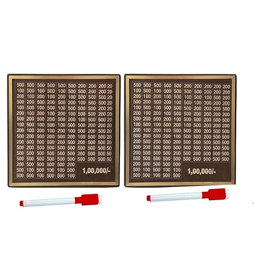 Image of Dr.MASHUR Wooden Money Saving Challenge Box with Printed Amount Board for Cash and Coin Collection, Reusable Saving Box for Kids and Adults (Pen 1lakh Money box-2pc, 2, Count)
