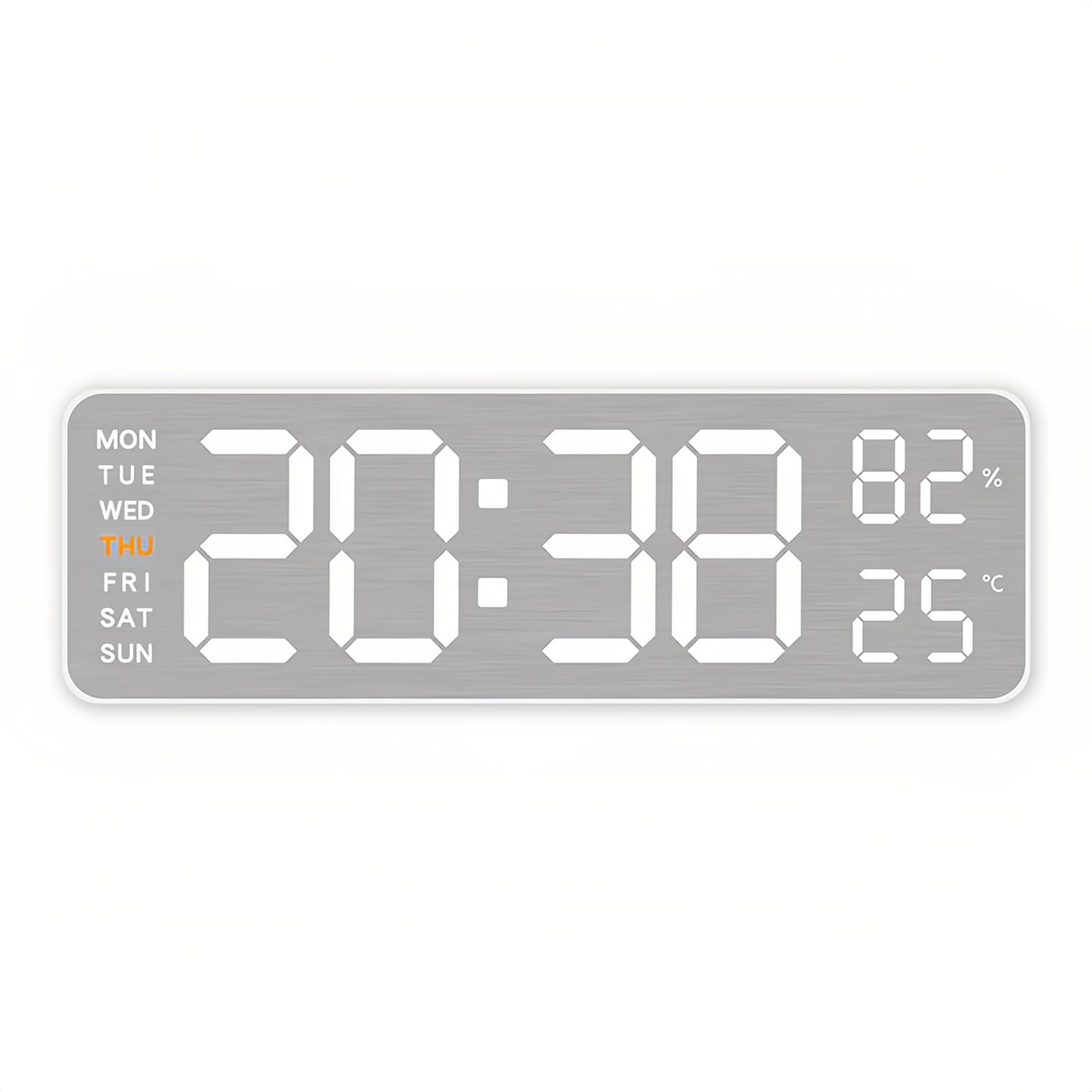 Lancoon Electronic LED Wall Clock with 3 Levels of Brightness Adjustment Auto Dimmer Brushed Metal Temperature Humidity Date
