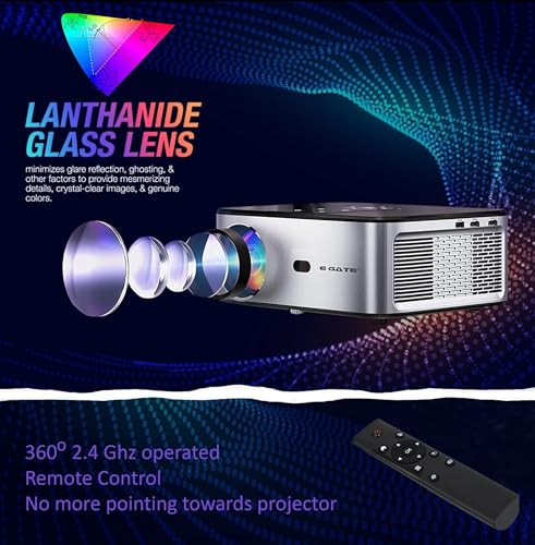 Image of EGate O9 Pro-Zen, Dual OS - Android+FTS (Certified Netflix, Prime, Hotstar & More), Full HD 1080 Projector, 12000 Lumens, 4K Support | 2GB-16GB | ARC HDMI | Dolby | Fully Automatic (EO9025,Black)