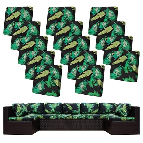 Image of 14 Pcs Stretch Patio Cushion Covers,Outdoor Couch Covers Replacement,Outdoor Couch & Sofa Slipcovers,for Patio Furniture Cushion Covers,Washable Reusable Furniture Protector (Summer,Cover Only)