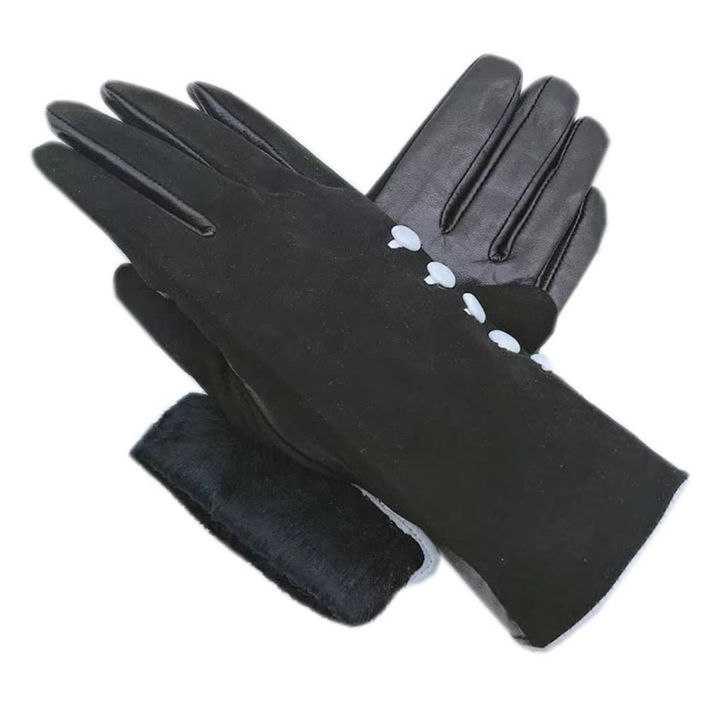 Xzeit Manoplas más cálidas, guantes cálidos de invierno, guantes de mujer de invierno, pantalla táctil, guantes de invierno de gamuza de cuero para mujer, guantes cálidos de esquí (color: A, tamaño: