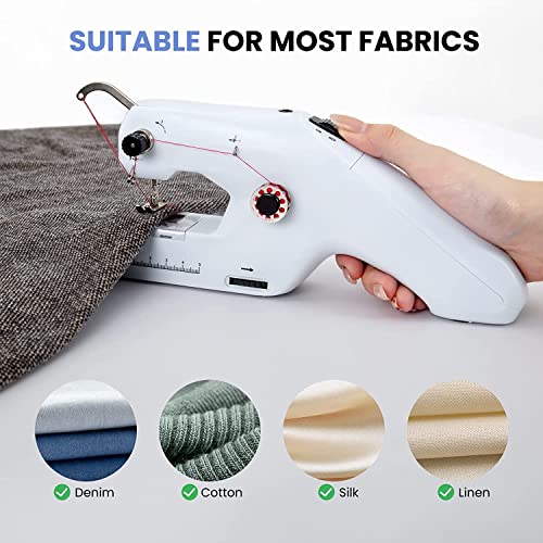 Handmatige naaimachine met dubbele draad, draagbare handmatige naaimachine voor beginners, elektrische naaimachine, snel naaien voor kleding, stoffen gordijnen, thuis en op reis (wit) - Image 8