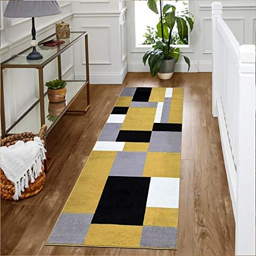 B&B Door Mats - Runner Rug Carpet Mat for Every Season Bedroom Living Room Hallway Kitchen Front Door Entrance Décor (Grey Black, 60 x 220 cm - X Long Runner)