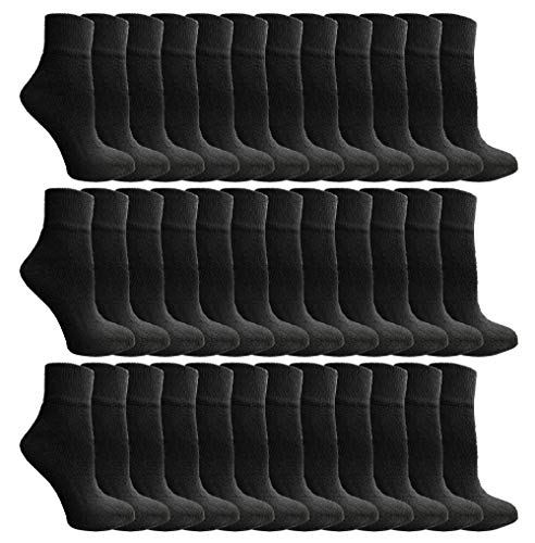 Yacht & Smith Mens & Womens Ankle Wholesale Bulk Pack Athletic Sports Socks, by SOCKS'NBULK (Womens 9-11 (Shoe size 5-10), 36 Pairs Black)