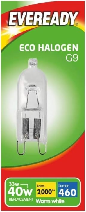 Eveready Eco Halogen Capsule Light Bulb, Glass, Clear
