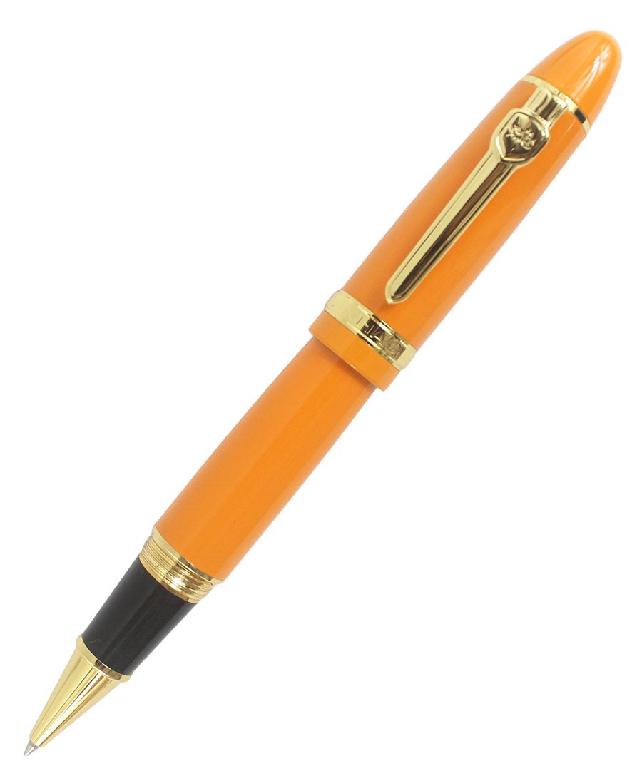 Gullor Heavy Big Rollerball Pen 159, Gold Trim, Black Ink(0.7mm), Orange