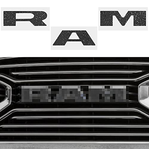 Image of IPG Compatible with 2019-2021 1500 (Tradesman, Bighorn, Laramie, Limited, Rebel) Grille Overlay Stickers Do it Yourself Stickers Set Personalize Your Vehicle (Black Glitter)