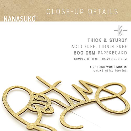Nanasuko Modern Cursive 40Th Birthday Cake Topper - Forty - Double Sided Gold Glitter - Premium Quality Made In Usa #TOP4