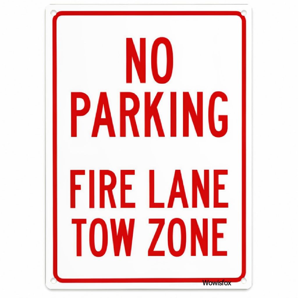 No Parking Fire Lane Tow Zone Sign, 8 x 12 Inch Aluminum