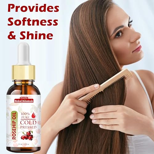 Image of Drontika Bioleaf Botanicals Organic Rosehip Oil for Skin, Face & Hair 15 ml | Cold Pressed & Therapeutic Grade Carrier Oil for Face Massage, Makeup Prep, Scars, Cuticles, Stretch Marks, Fine Lines & Wrinkles.