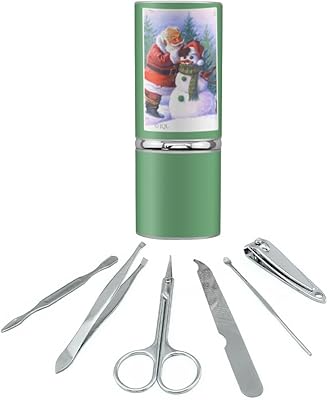 Christmas Holiday Santa Making Building Snowman Stainless Steel Manicure Pedicure Grooming Beauty Care Travel Kit