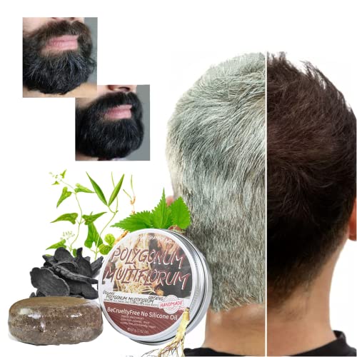 Natürliche Bio-Polygonum Multiflorum-Seife für Graues Haar, Reparieren Sie trockenes beschädigtes Haar gegen Haarausfall weißes Haar zu schwarzem Haar Cover