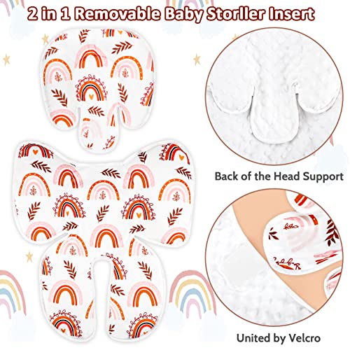 Baby Car Seat Head Support For Newborn, Pea Pod 2 In 1 Infant Car Seat Head Support For Boys Girls Extra Soft Breathable Baby Car Seat Cushion Insert For Strollers, Swings, And Bouncers, Boho Rainbow #TOP1
