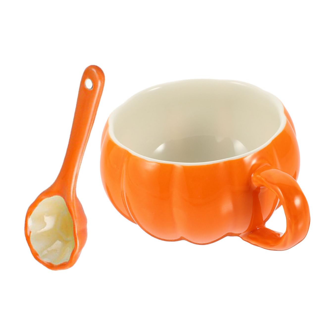 Cabilock 4 Sätze Kürbisbecher aus Keramik kaffeetassen kaffeebecher to-go Zuckerschüssel Becher in Kürbisform Plüsch suppentassen suppenschüssel Wasserkrüge aus Keramik Keramikbecher Orange