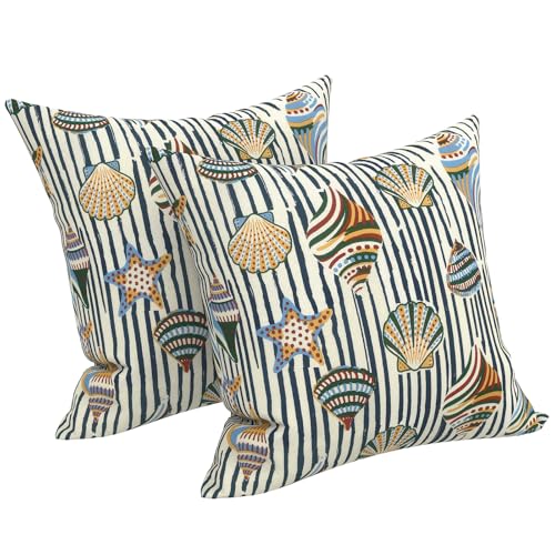 LVTXIII 2 Pack Outdoor Pillow Covers ONLY 18x18 Inch, Water-Repellent Square Decorative Cushion Covers for Patio Furniture, Garden, Sofa, Cabana Shells