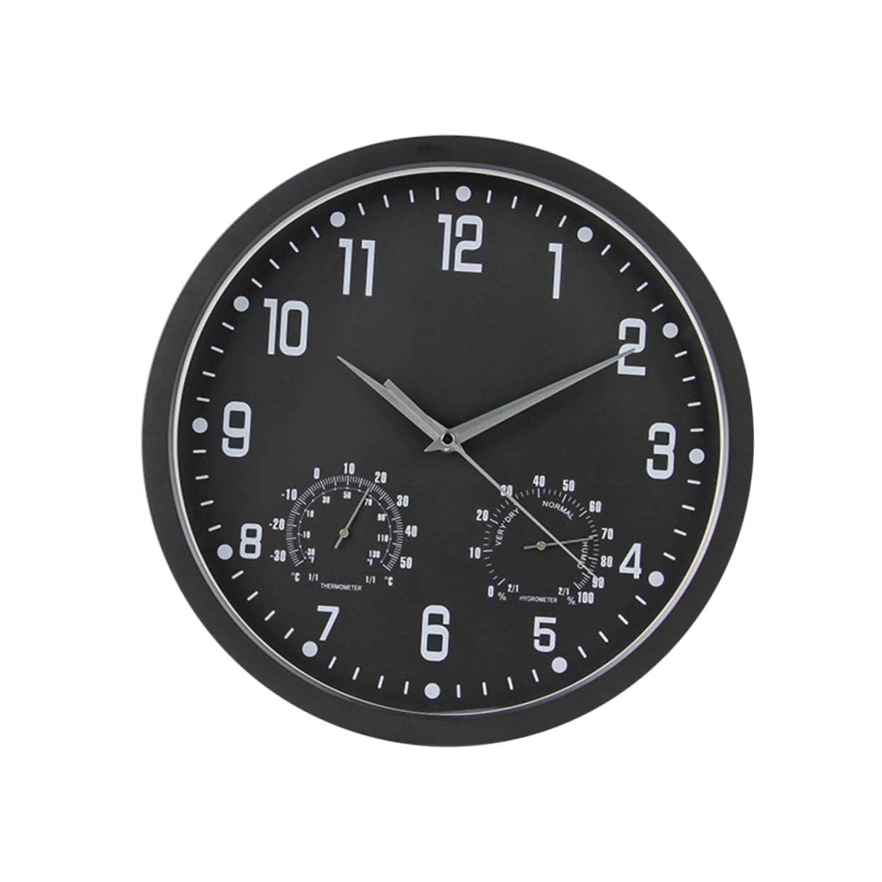 Amosfun Reloj De Pared De Cuarzo Digital Silencioso Multifuncional Medidor De Temperatura y Humedad Diseño Elegante 14 Pulgadas Sala De Estar