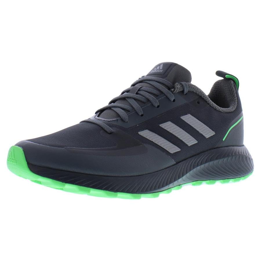 Image of adidas Runfalcon 2.0 Trail Mens Shoes Size 7.5, Color: Carbon Iron /Metallic Screaming Green