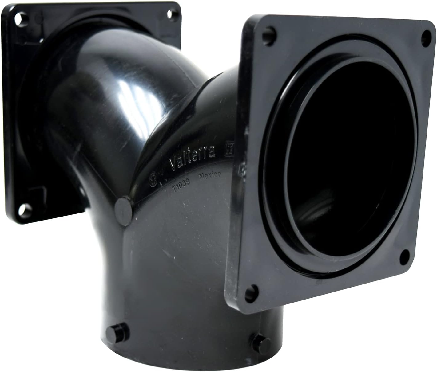 Valterra T1039 Two-Way Ell with 3" Bayonet x 3" Rotating Flange x 3" Rotating Flange , Black