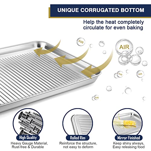 17.6-In Baking Sheet With Rack Set (2 Pans + 2 Racks), Joyfair Stainless Steel Cookie Sheet & Cooling Grid Rack, Nonstick Toaster Oven Pan For Kitchen, Heavy Duty & Corrugated Design, Dishwasher Safe #TOP2