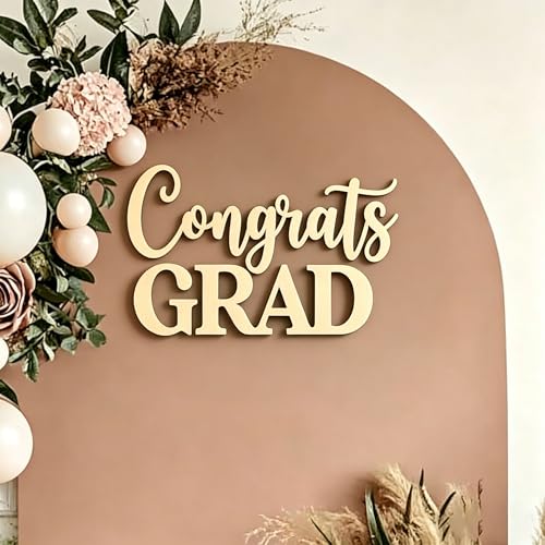 Congrats Grad Sign for Backdrop Wooden Class of 2026 Signs for Graduation Party Backdrop Grad Party Decor Senior Sign 2026 Graduation Decorations