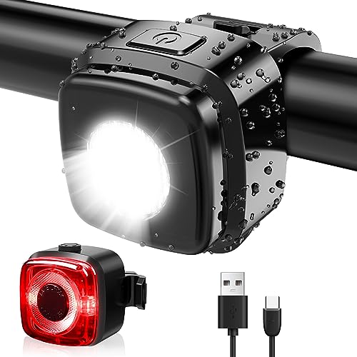 Antimi Set di luci per bicicletta, approvato StVZO, set di illuminazione LED IPX5, luce anteriore + luce posteriore per bicicletta, set USB tipo C