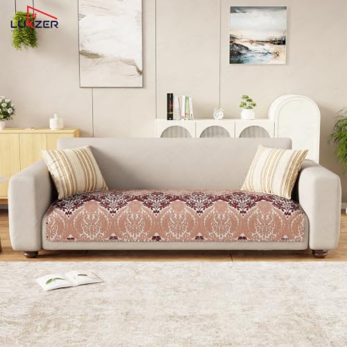 Image of Lukzer 1 Seater Sofa Cover Mat Reversible Quilted Sofa Seat Protector with WaveEdge Ultrasonic Cut - Leopard Print - Washable Anti-Slip Sofa Throw for Living Room Couch Cover 60 x 85 CM /SC-220-01WE