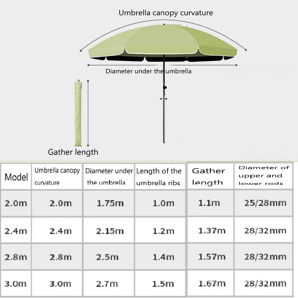 Sombrilla De Playa 200cm 240cm Parasol Exterior Patio Sombrilla De Terraza Inclinable Ajustable Protección UV50+ Sombrilla Playa Antiviento Plegable, Fácil De Plegar E Instalar(Beige,2m/6.5