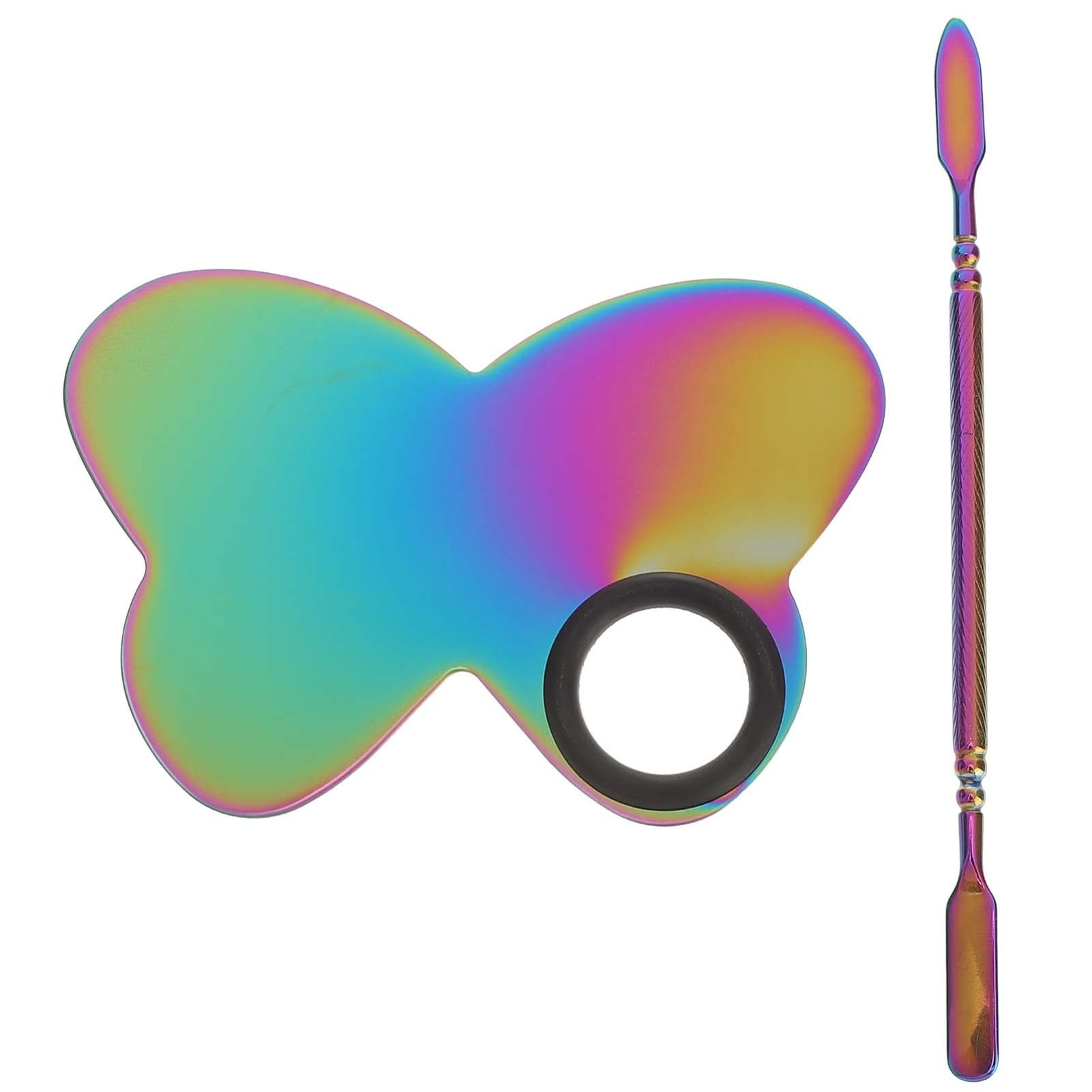 KALLORY Mixing Palette, Stainless Steel Nail Art Palettes Heart Shaped Makeup Palette with Spatula Tool for Salon Home-image-15