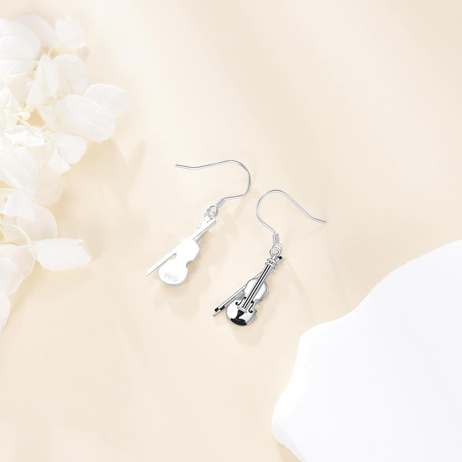YFN Violin Earrings Sterling Silver Music Dangle Drop Earrings Violin Jewelry for Women Violin Gifts for Violinist - Image 4