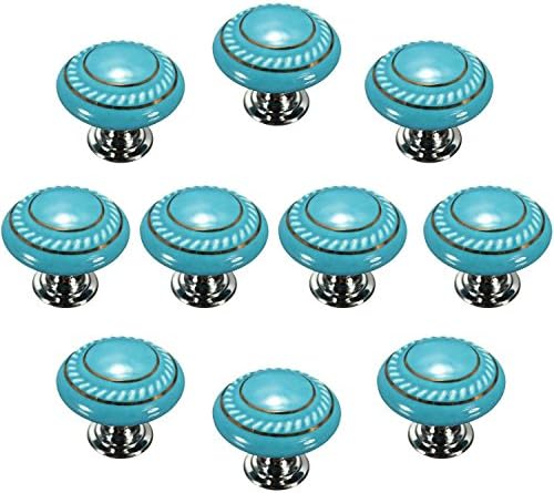 Round Knobs, Drawer Pulls for Kitchen Cabinet Dresser Cupboard Wardrobe, Knobs, 10 pcs(Green)