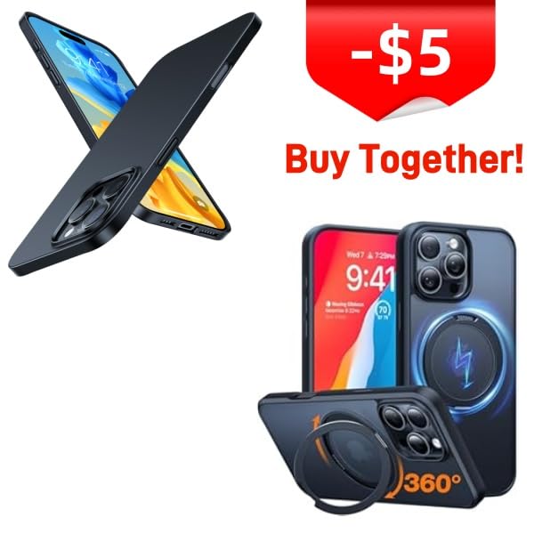 TORRAS Slim Fit for iPhone 16 Pro Max Case Upgraded 360°Rotatable Magnetic Ring for iPhone 16 Pro Max Case