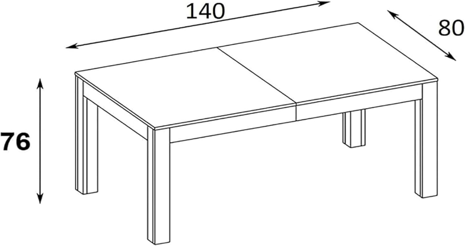 Praktisch Tisch JORD 140-260x80x76cm Esszimmer 4-10 Personen Esstisch mit ausziehbarer Tischplatte auf 260 cm ausziehbar Küchentisch Esszimmertisch Ausziehtisch Eiche Sonoma