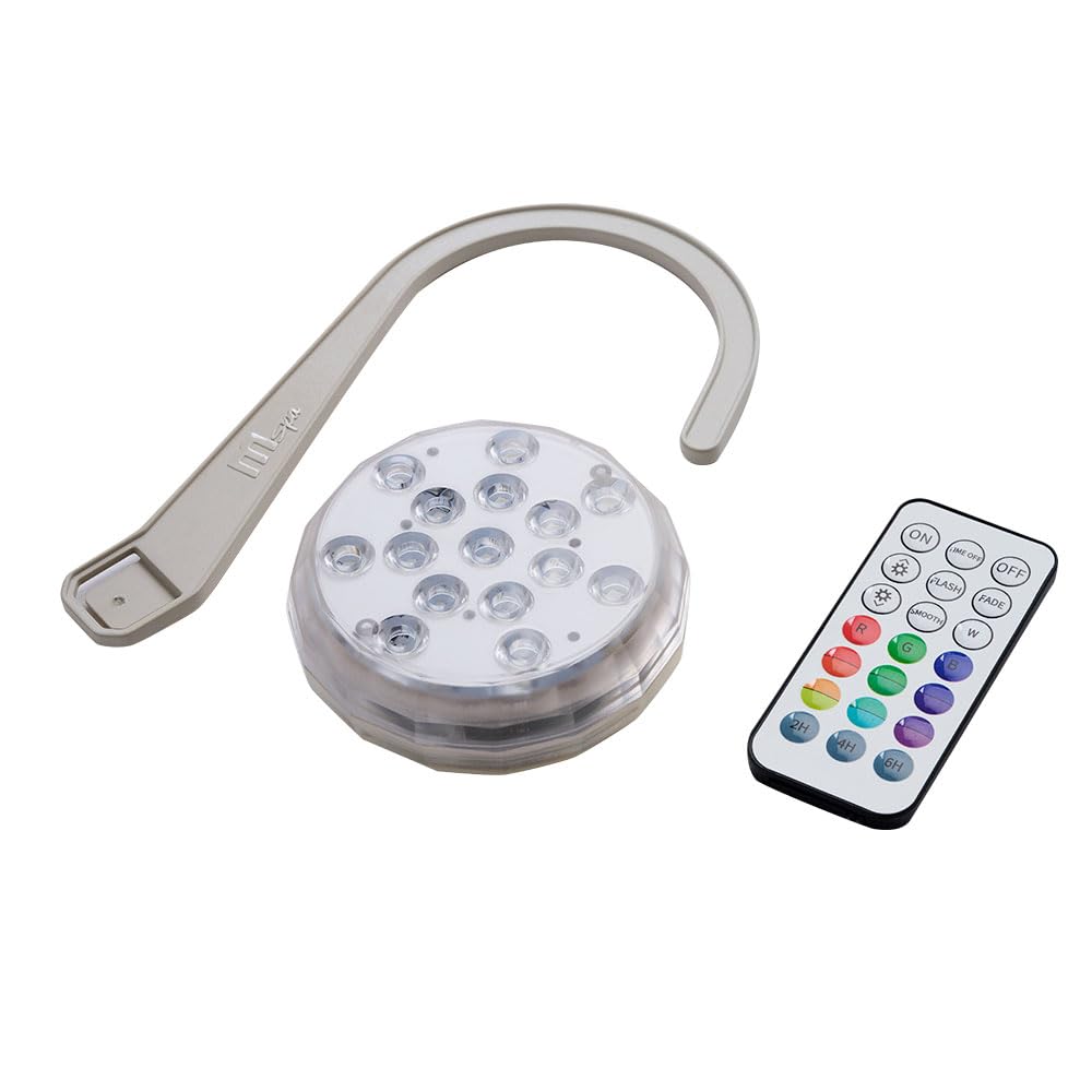 Luce LED RGB con Supporto e Telecomando | Luce Subacquea Multicolore Impermeabile IP68 | 13 LED, 16 Colori, 4 modalità, Timer e Gancio Universale per Spa, Piscine e Vasche Idromassaggio