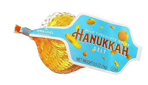 Miniatura 4 de Hanukkah - Monedas de oro de gelt de chocolate en bolsa de malla, monedas de chocolate con leche belga, gelt certificado Kosher (24 bolsas de malla)