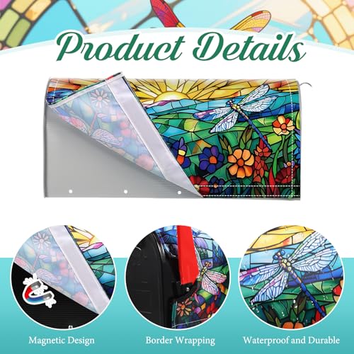 Tiamon Mailbox Covers Magnetic Welcome Letter Box Wrap Standard Size 21x18 Inch Spring Leaves Mailbox Decor Summer Post Letter Box Decoration for Outdoor Garden Yard(Dragonfly)