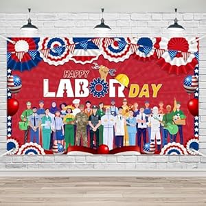 Lofaris Happy Labor Day Banner Backdrop Labor Day Party Decorations USA American Flag Patriotic Celebration Party Supplies for Home Classroom Offical Outdoor Indoor Photo Booth Props 70.8×43.3