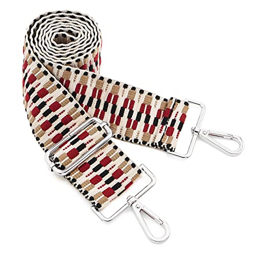 Image of Silvery Buckles Wide Shoulder Strap Adjustable Replacement Belt Crossbody Canvas Bag Handbag