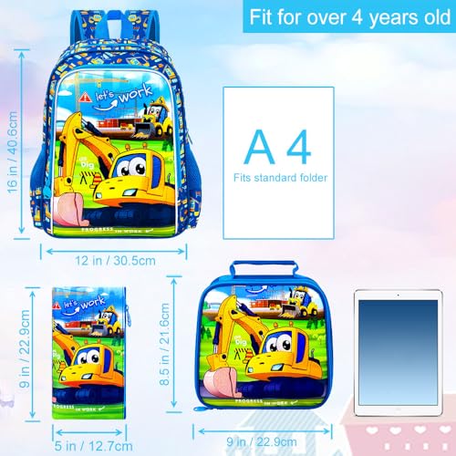 Image of 3PCS Dinosaur Backpack for Boys, 16 Inch Kids Water Resistant Preschool Elementary Kindergarten Bookbags and Lunch Box | Kids