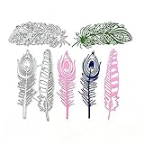 Metal 3pcs Feather Die Cuts, Feathers Leaf Cutting Die DIY Crafts Template Mould Stencils for DIY Embossing Card Making Album Decorative Paper Scrapbooking
