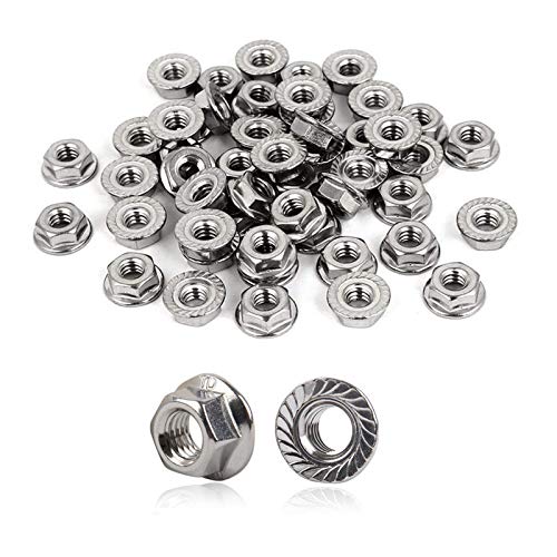 Tuercas de Brida Hexagonal Tuerca de Hexagonales de Dentadas Tuerca de Brida con Dentado de Bloqueo Tuercas de Acero Inoxidable M�trica Rosca Tuerca de Brida de Acero Inoxidable 100 Piezas (M3)